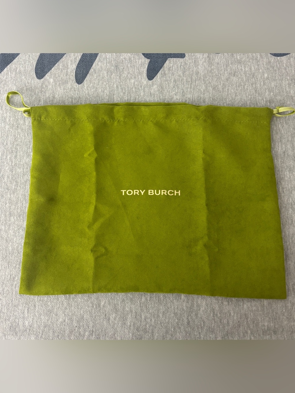 Authentic Tory Burch Olive Green Drawstring Dust Bag Storage Pouch 13” x 10”